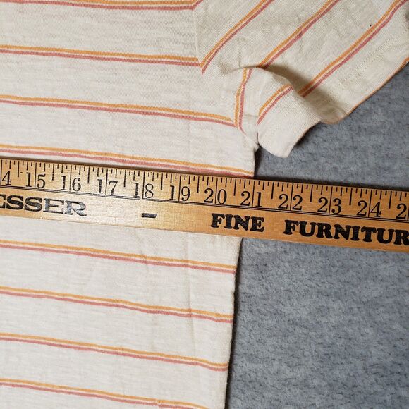 Marine Layer Heavy Slub Polo Shirt Mens M Cream Off White Warm Stripe Summer - Picture 4 of 7